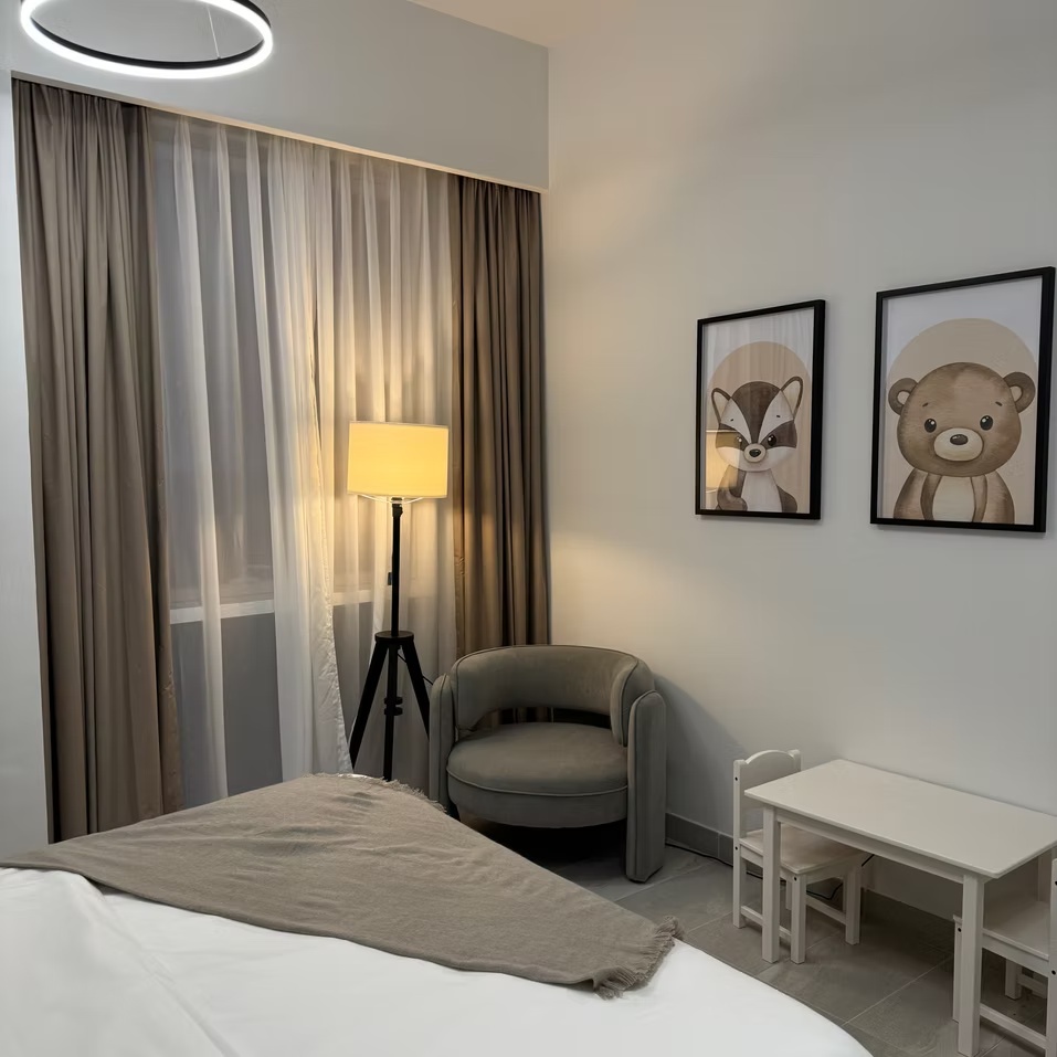 Tailored curtains in a bedroom
