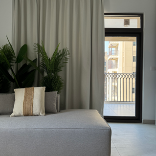 Tailored curtains in a modern living room
